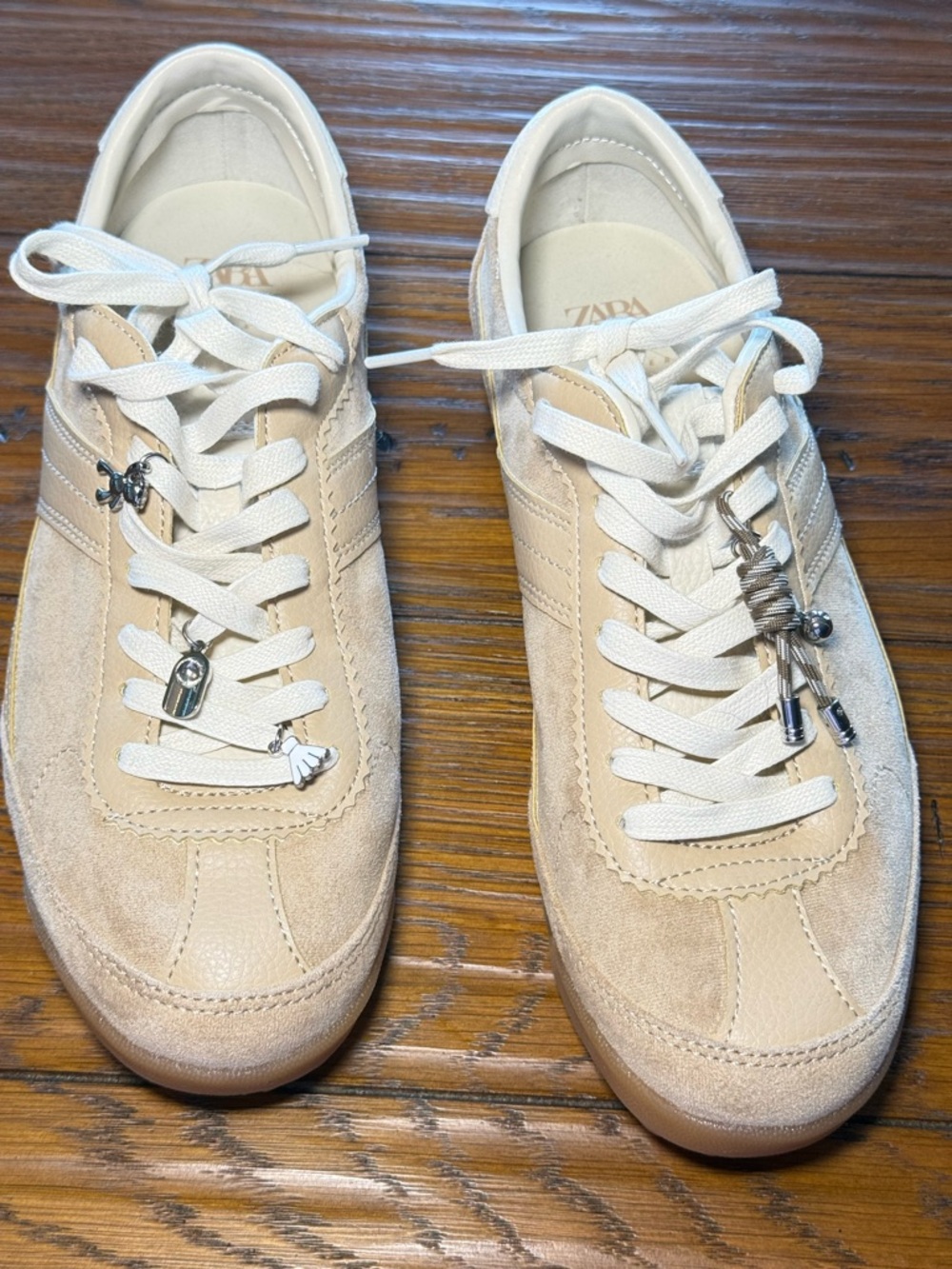 ZARA Cream/Tan Suede-Accent Women's Sneakers